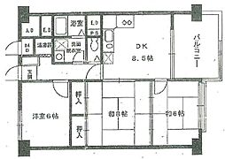 めじろ台コーポラス 3DKの間取図画像
