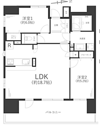 グランスイート本厚木 2LDKの間取図画像