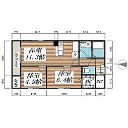 ISLA綱町 2LDKの間取図画像