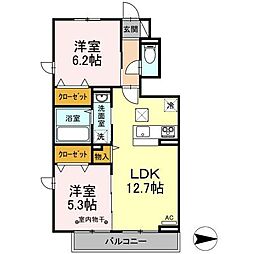 ポルティ 2LDKの間取図画像