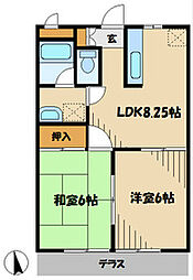 グリーンフィールド石阪B 2DKの間取図画像