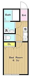 カインドネス鶴川 1Kの間取図画像