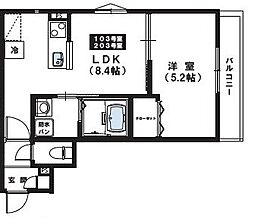 MaisonCalme 1LDKの間取図画像