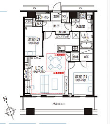 勝どきザ・タワー 2LDKの間取図画像