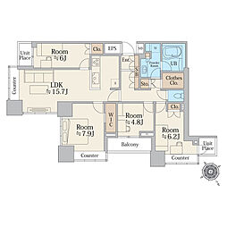 グランドターミナルタワー本八幡 4LDKの間取図画像