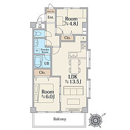 キャニオンマンション本八幡 2LDKの間取図画像