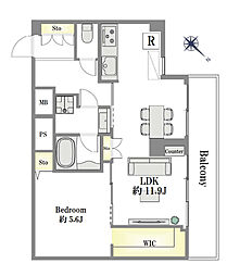 トーア新富マンション 1LDKの間取図画像