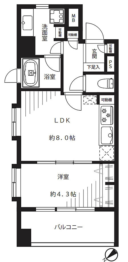 1LDK 間取り