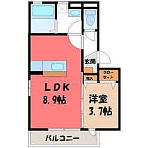 ルシール細谷 A  ｜ 栃木県宇都宮市細谷町（賃貸アパート1LDK・2階・32.09㎡） その2