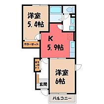 ベルドミール  ｜ 栃木県宇都宮市岩曽町（賃貸アパート2K・1階・42.77㎡） その2