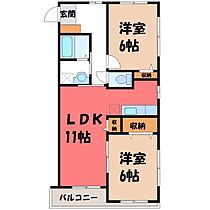 プレジデントSADA  ｜ 栃木県下野市下古山（賃貸マンション2LDK・2階・55.39㎡） その2