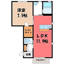 アークガーデン睦町 II  ｜ 栃木県宇都宮市睦町（賃貸アパート1LDK・1階・45.25㎡） その2