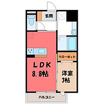 栃木県宇都宮市平松本町（賃貸アパート1LDK・1階・33.61㎡） その2