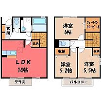 栃木県宇都宮市西川田町（賃貸テラスハウス3LDK・2階・79.37㎡） その2