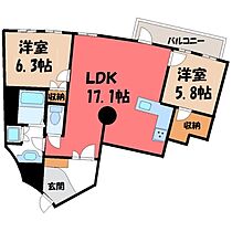 栃木県宇都宮市西川田3丁目（賃貸マンション2LDK・2階・65.19㎡） その2