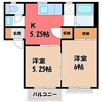 栃木県宇都宮市下栗1丁目（賃貸アパート2K・2階・38.50㎡） その2