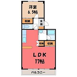 JR東北本線 宇都宮駅 バス15分 平松神社前下車 徒歩5分の賃貸マンション 3階1LDKの間取り