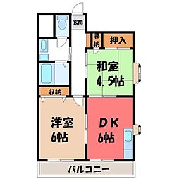 クラシティ御幸 2DKの間取図画像