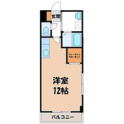 JR東北本線 宇都宮駅 バス12分 峰小前下車 3.4kmの賃貸マンション 4階ワンルームの間取り