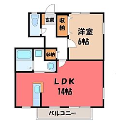JR東北本線 宇都宮駅 バス25分 細谷小前下車 徒歩5分の賃貸アパート 1階1LDKの間取り
