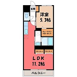 真岡鐵道 真岡駅 4.2kmの賃貸マンション 1階1LDKの間取り