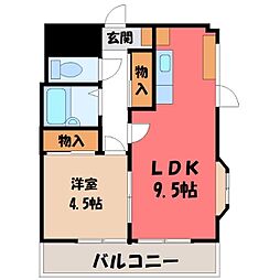 東今泉マンション 1LDKの間取図画像