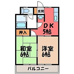 サンパレス今泉 2DKの間取図画像