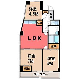大曽ハイツ 3LDKの間取図画像