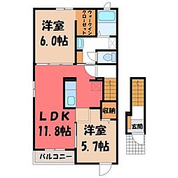 プロムナード 2LDKの間取図画像