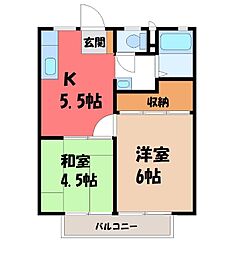 大森ハイツB 2Kの間取図画像