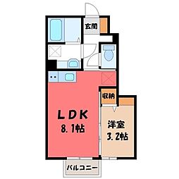 イースト・ヒル 1LDKの間取図画像