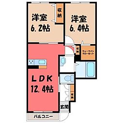 コンフォート 2LDKの間取図画像