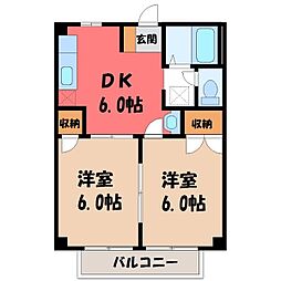 アーバンハイツ 2DKの間取図画像