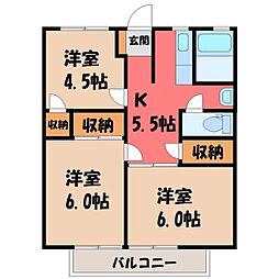 グランチェリー若草 3DKの間取図画像