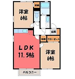 ルミエールA 2LDKの間取図画像