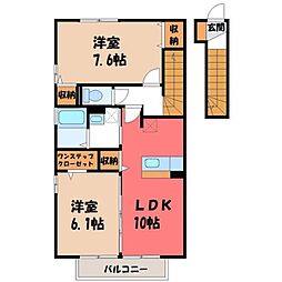 サンビューハイツA 2LDKの間取図画像