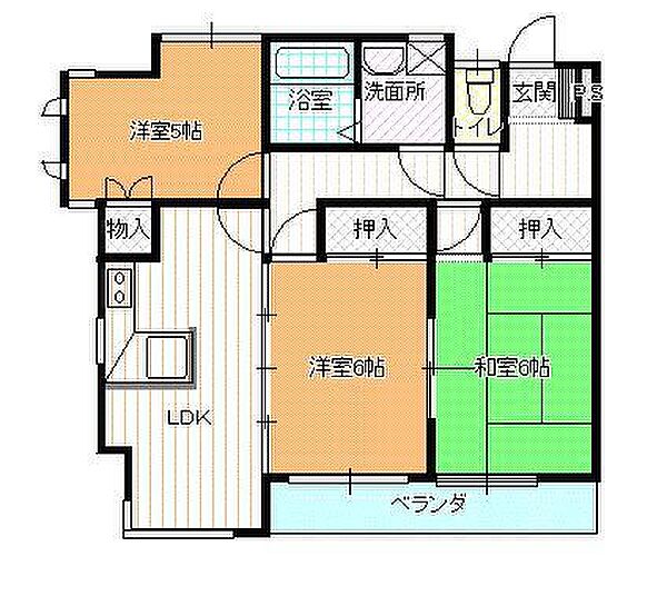 メゾンユウミック 103号室｜福島県郡山市鶴見坦1丁目(賃貸マンション3DK・1階・61.75㎡)の写真 その2