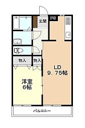 ホヤージュ2 1LDKの間取図画像