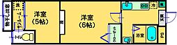コーポ泰山A 1Kの間取図画像