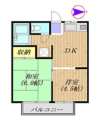 戸辺ハイツ　202号室 2階2DKの間取り