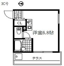 レジデンス原 ワンルームの間取図画像