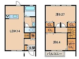 ラ・フェリオ西庄 2LDKの間取図画像