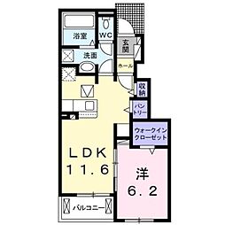 JR東海道・山陽本線 東姫路駅 徒歩22分の賃貸アパート 1階1LDKの間取り