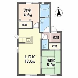 マインドハイツ辻井B 2LDKの間取図画像