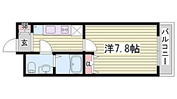 フローリッシュ飾磨 1Kの間取図画像