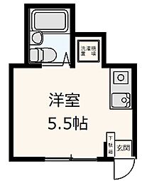野地ハイツ ワンルームの間取図画像