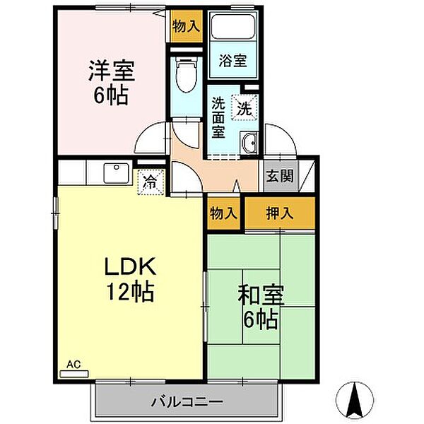 セジュールAC ｜愛媛県松山市西長戸町(賃貸アパート2LDK・1階・53.73㎡)の写真 その2