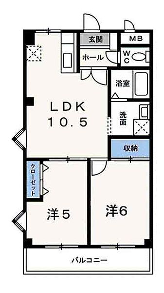 グランドマンション茶うす ｜愛媛県松山市北斎院町(賃貸マンション2LDK・3階・50.96㎡)の写真 その2