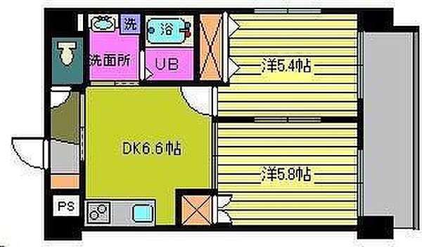 グランベールVI ｜愛媛県松山市柳井町1丁目(賃貸マンション2DK・2階・40.81㎡)の写真 その2