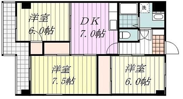 カマタハイツ ｜愛媛県松山市余戸中3丁目(賃貸マンション3DK・1階・61.71㎡)の写真 その2